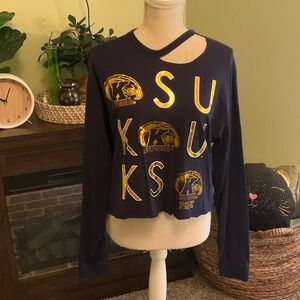Women’s Size Medium Kent State Long Sleeve Cropped Tee, Pink Brand